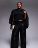 ASOS Curve ASOS DESIGN Curve all-over sequin wide leg pants in black - 1