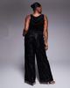 ASOS Curve ASOS DESIGN Curve all-over sequin wide leg pants in black - 3