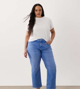ASOS Curve ASOS DESIGN Curve ankle grazer comfort stretch straight leg jeans in bright blue