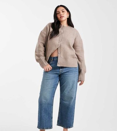 ASOS Curve ASOS DESIGN Curve ankle grazer comfort stretch straight leg jeans in mid blue