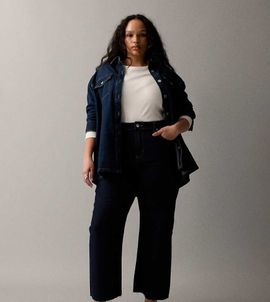 ASOS Curve ASOS DESIGN Curve ankle grazer comfort stretch straight leg jeans in rinse-Navy
