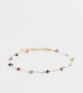 ASOS Curve ASOS DESIGN Curve anklet with station multi-colored chippings in gold tone