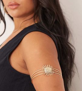 ASOS Curve ASOS DESIGN Curve arm cuff with sun design in gold tone