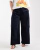 ASOS Curve ASOS DESIGN Curve baby cord extreme horseshoe pants with seam detail in navy-Yellow - 2