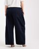 ASOS Curve ASOS DESIGN Curve baby cord extreme horseshoe pants with seam detail in navy-Yellow - 4