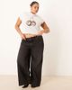 ASOS Curve ASOS DESIGN Curve baby tee with leopard print cherry graphic in ice heather-Gray - 2