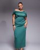 ASOS Curve ASOS DESIGN Curve bardot midi dress with split in teal scuba-style fabric-Blue - 1