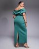 ASOS Curve ASOS DESIGN Curve bardot midi dress with split in teal scuba-style fabric-Blue - 3