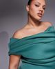 ASOS Curve ASOS DESIGN Curve bardot midi dress with split in teal scuba-style fabric-Blue - 4