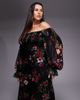 ASOS Curve ASOS DESIGN Curve bardot ruffle maxi dress with tiered godets and blouson sleeves in floral print-Multi - 2