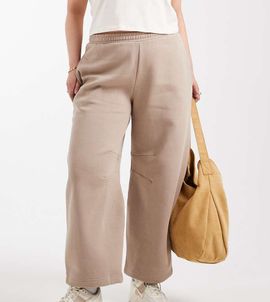 ASOS Curve ASOS DESIGN Curve barrel leg brushback sweatpants in mocha taupe-Brown