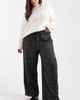 ASOS Curve ASOS DESIGN Curve barrel leg pants with seam detailing in textured black and white plaid - 1