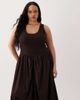 ASOS Curve ASOS DESIGN Curve basque waist midi dress with woven skirt-Brown - 2