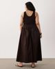 ASOS Curve ASOS DESIGN Curve basque waist midi dress with woven skirt-Brown - 4