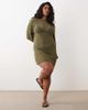 ASOS Curve ASOS DESIGN Curve beach knit boucle scoop back mini dress in khaki-Green - 3