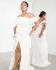ASOS Curve ASOS DESIGN Curve Beatrice bardot drape wedding dress-White - 1