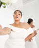 ASOS Curve ASOS DESIGN Curve Beatrice bardot drape wedding dress-White - 3
