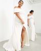 ASOS Curve ASOS DESIGN Curve Beatrice bardot drape wedding dress-White - 4