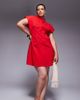 ASOS Curve ASOS DESIGN Curve bengaline high neck mini dress with slit in red-pink - 1