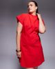 ASOS Curve ASOS DESIGN Curve bengaline high neck mini dress with slit in red-pink - 3