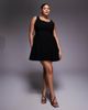 ASOS Curve ASOS DESIGN Curve bengaline scoop neck structured flippy mini dress in black - 2
