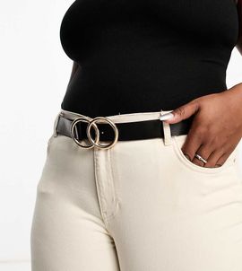 ASOS Curve ASOS DESIGN Curve beveled double circle waist and hip belt in gold metal work