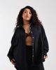 ASOS Curve ASOS DESIGN Curve Biarritz beach textured cotton shirt in black - part of a set - 1