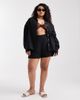 ASOS Curve ASOS DESIGN Curve Biarritz beach textured cotton shirt in black - part of a set - 4