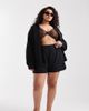 ASOS Curve ASOS DESIGN Curve Biarritz beach textured cotton shorts in black - part of a set - 1