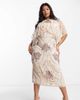 ASOS Curve ASOS DESIGN Curve blouson midi dress with art nouveau embellishment-White - 1