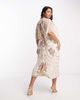 ASOS Curve ASOS DESIGN Curve blouson midi dress with art nouveau embellishment-White - 4