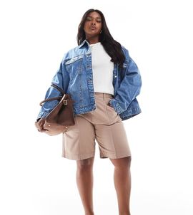 ASOS Curve ASOS DESIGN Curve board shorts in sand-Neutral
