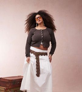 ASOS Curve ASOS DESIGN Curve boho maxi skirt with embroidered hem in white