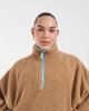 ASOS Curve ASOS DESIGN Curve borg half zip with contrast binding in beige and blue-Neutral - 1