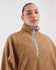 ASOS Curve ASOS DESIGN Curve borg half zip with contrast binding in beige and blue-Neutral - 3