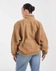 ASOS Curve ASOS DESIGN Curve borg half zip with contrast binding in beige and blue-Neutral - 4