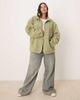 ASOS Curve ASOS DESIGN Curve borg zip through fleece in sage green - 4