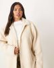 ASOS Curve ASOS DESIGN Curve borg zip up fleece in cream-White - 1