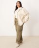 ASOS Curve ASOS DESIGN Curve borg zip up fleece in cream-White - 2