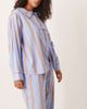 ASOS Curve ASOS DESIGN Curve bow tie up shirt & wide leg pants pajama set in blue & brown stripe-Multi - 2