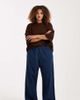 ASOS Curve ASOS DESIGN Curve boxer waist wide leg denim pants in indigo-Navy - 1
