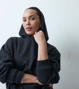 ASOS Curve ASOS DESIGN Curve boxy brushback hoodie in black