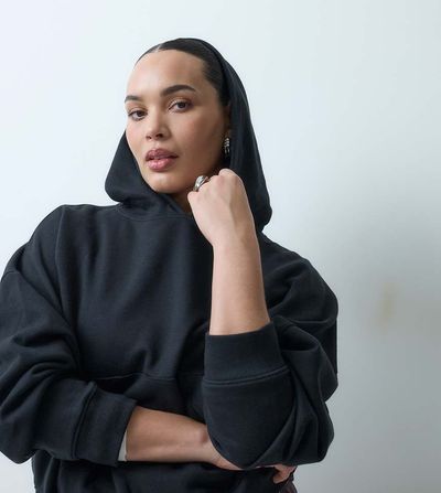 ASOS Curve ASOS DESIGN Curve boxy brushback hoodie in black