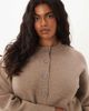 ASOS Curve ASOS DESIGN Curve boxy cardigan with side slit detail in taupe-Neutral - 3