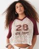ASOS Curve ASOS DESIGN Curve boxy cropped lace football shirt in burgundy-Red - 1