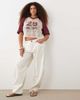 ASOS Curve ASOS DESIGN Curve boxy cropped lace football shirt in burgundy-Red - 2
