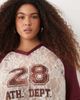 ASOS Curve ASOS DESIGN Curve boxy cropped lace football shirt in burgundy-Red - 3