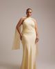 ASOS Curve ASOS DESIGN Curve Bridesmaid halterneck satin maxi dress with scarf detail in lemon-Yellow - 1