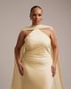 ASOS Curve ASOS DESIGN Curve Bridesmaid halterneck satin maxi dress with scarf detail in lemon-Yellow - 2