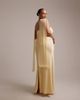 ASOS Curve ASOS DESIGN Curve Bridesmaid halterneck satin maxi dress with scarf detail in lemon-Yellow - 4